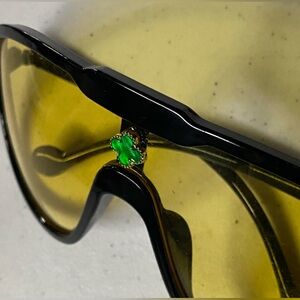 Van Cleef & Arpels Black Sunglasses with Green Clover Accent